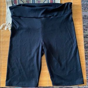 Black Ribbed Biker Shorts